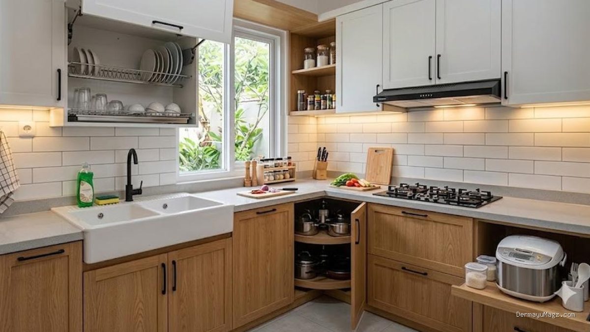 7 Model Kitchen Set dengan Rak Piring Tarik dan Tempat Rice Cooker agar Dapur Lebih Rapi