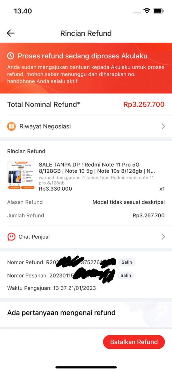 Kecewa Proses Refund Pembelian Barang di K&F Concept
