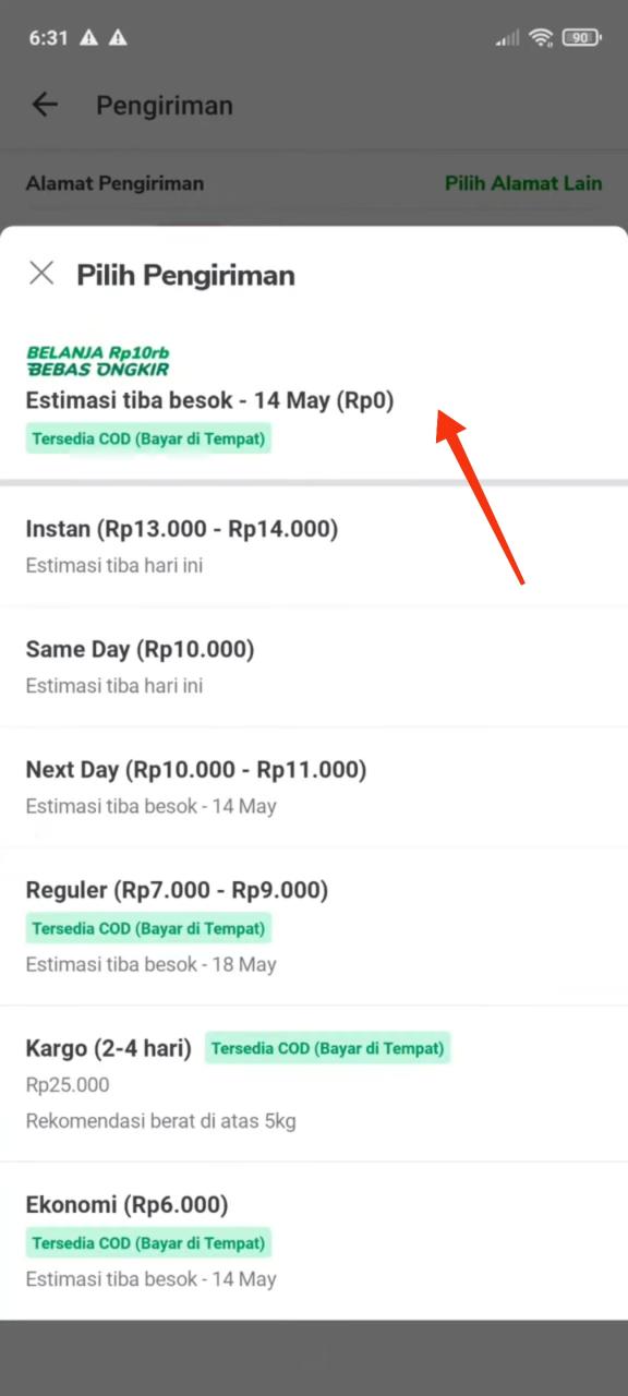 Kurir Bebas Ongkir Tokopedia
