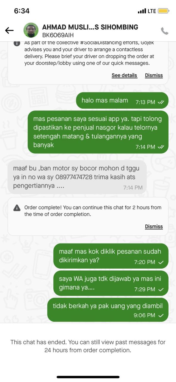 Pesanan Tak Diantar Driver, Mohon Tokopedia Bertanggung Jawab
