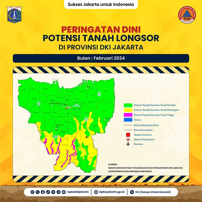 BPBD DKI Ingatkan 21 Daerah Punya Potensi Longsor di Bulan Ini
