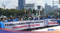 Aliansi Mahasiswa Demo di Patung Kuda Jakpus, Suarakan Pemilu Damai