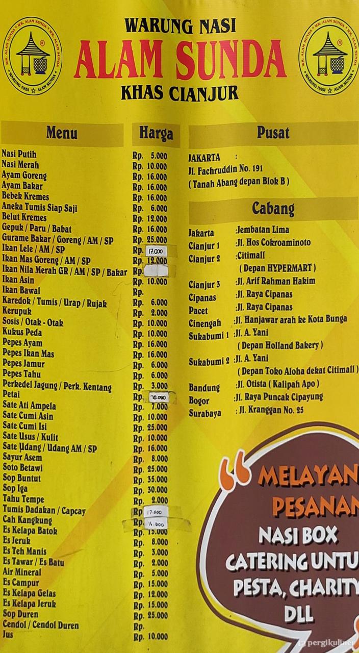 Harga Menu Alam Sunda
