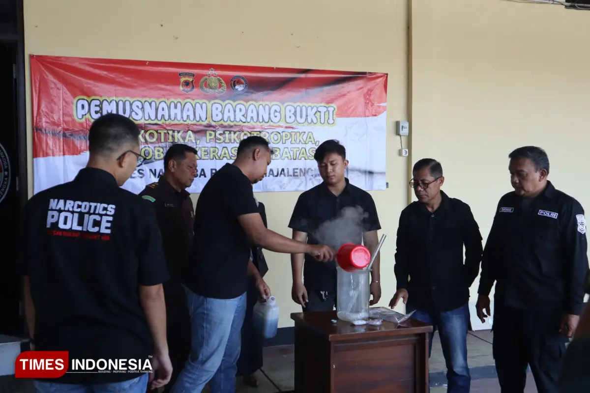 Pemusnahan Barang Bukti Sabu Kasus Pohang di Majalengka