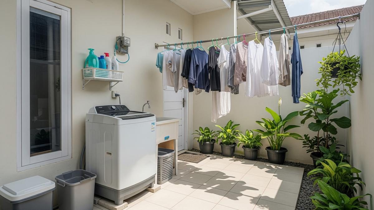 15 Desain Rumah Sederhana 1 Lantai dengan Area Cuci Terbuka yang Menarik