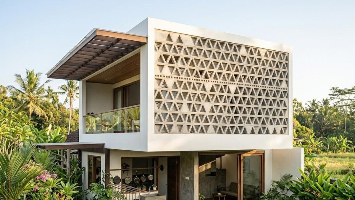 6 Desain Dinding Roster Unik untuk Rumah Pedesaan Modern yang Sejuk dan Estetik