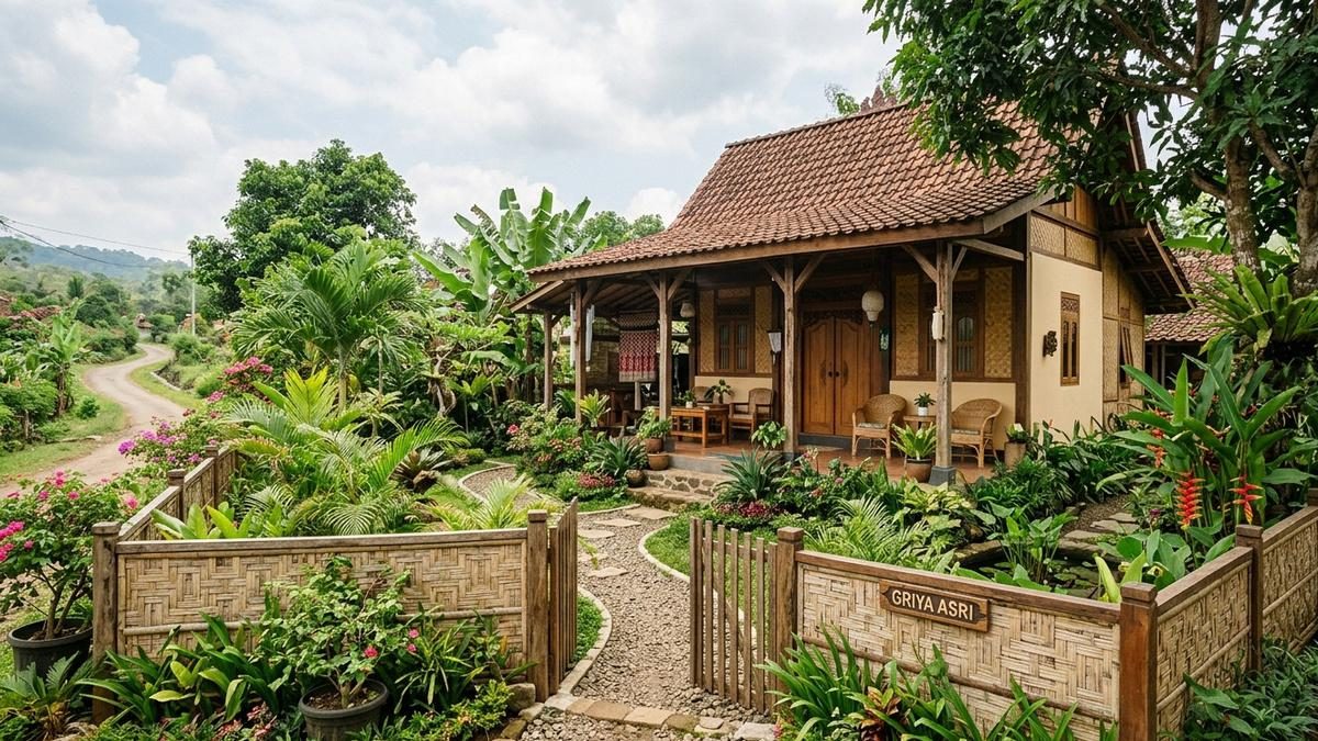 7 Inspirasi Rumah Kampung Bergaya Natural dengan Pagar Bambu dan Kayu