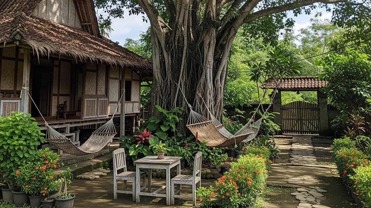 7 Inspirasi Rumah Pedesaan dengan Pohon Indah di Halaman yang Rindang