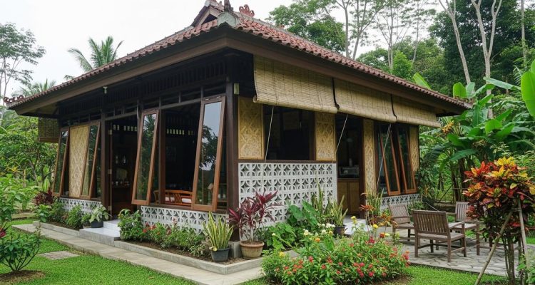 8 Contoh Rumah Desa Sejuk dengan Taman Samping dan Dinding Semi Terbuka untuk Hunian Pensiun