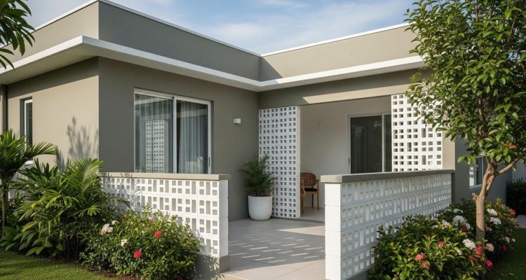 8 Pilihan Warna Cat Dinding Luar Rumah dengan Aksen Roster Putih untuk Tampilan Hunian yang Elegan
