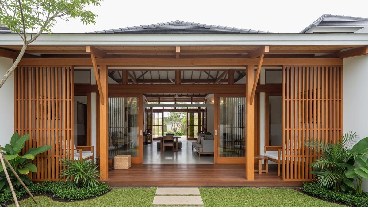 8 Rumah Minimalis Desa Perpaduan Kayu dan Baja Ringan Kokoh