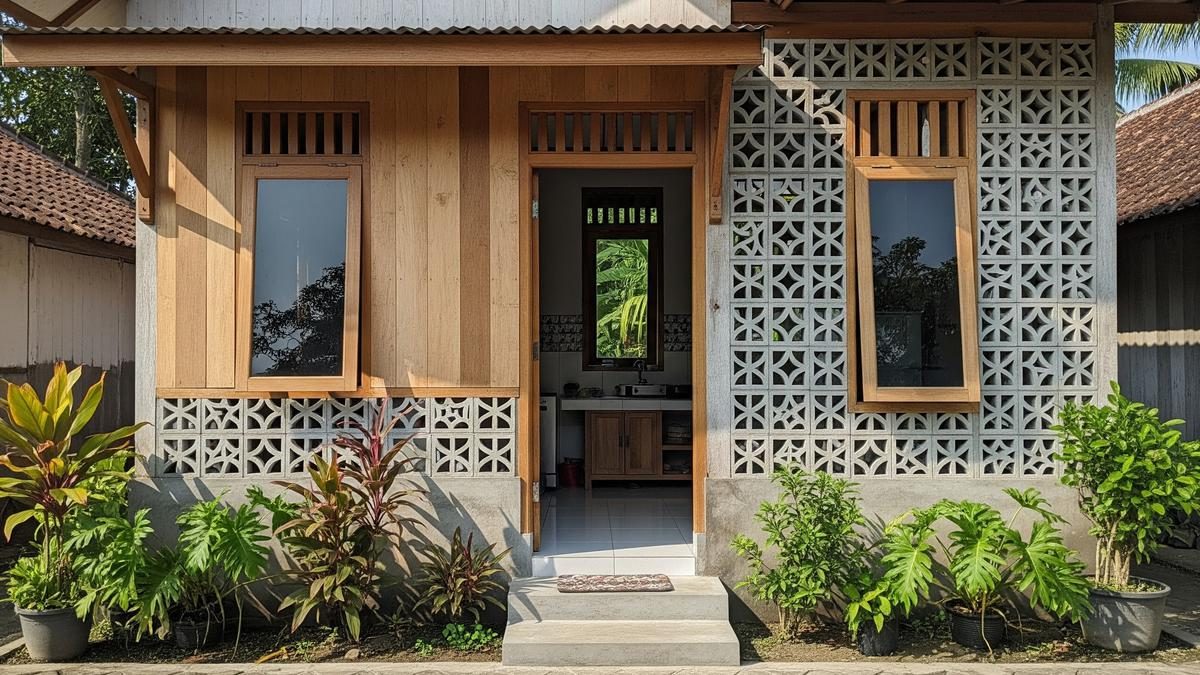 9 Inspirasi Rumah Desa Kombinasi Kayu dan Roster untuk Hunian Sejuk dan Estetik