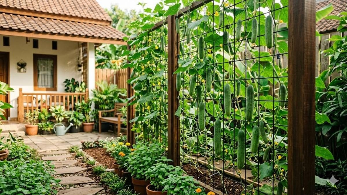Cara Membuat Kebun Timun Gantung Sederhana untuk Lahan Terbatas, Panduan Berkebun Panen Maksimal