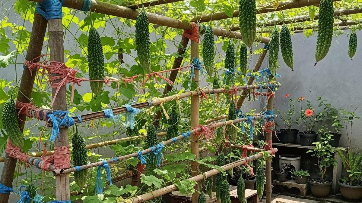 Cara Membuat Rambatan Pare dari Bambu dan Rafia untuk Panen Optimal