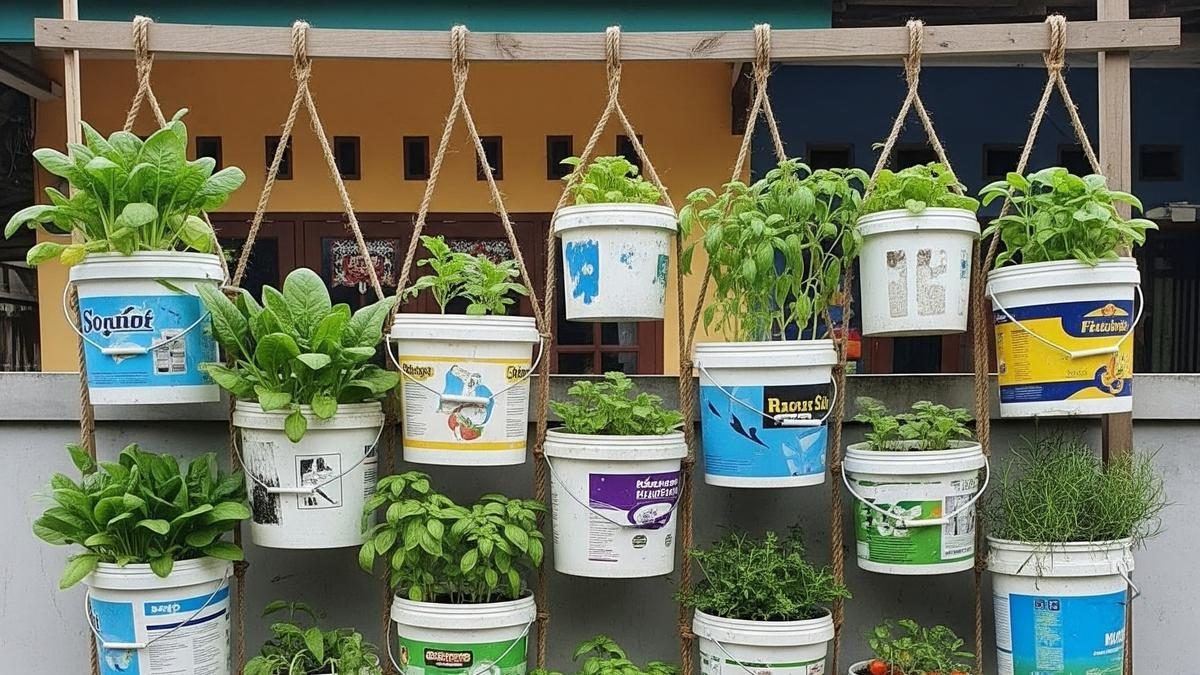 Cara Mudah Membuat Kebun Vertikal Hemat Lahan dengan Ember Bekas