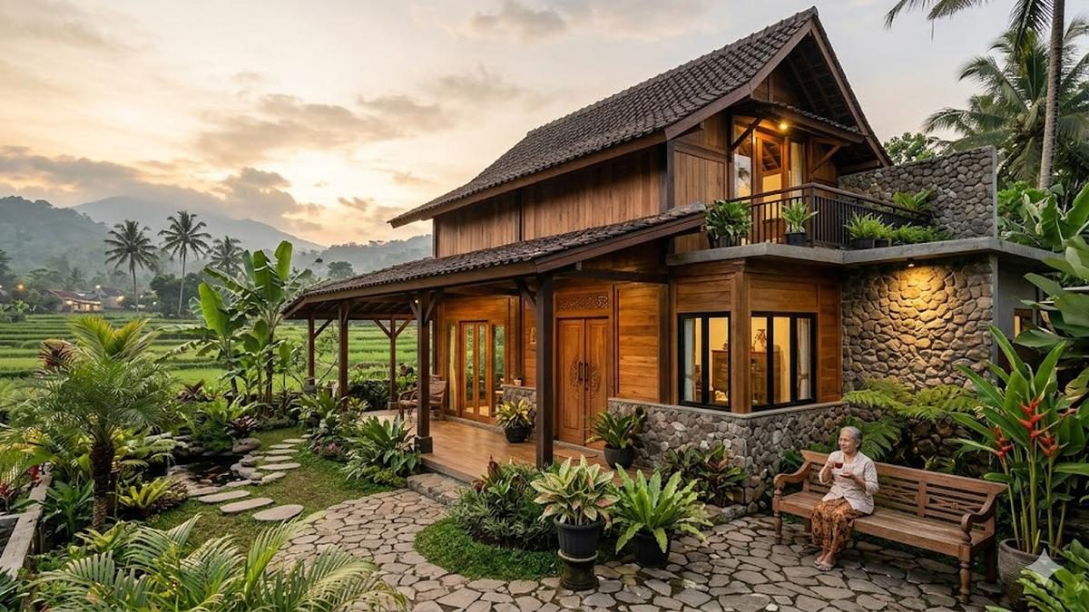 Contoh Rumah Pedesaan Bergaya Minimalis dengan Sentuhan Rustic Modern