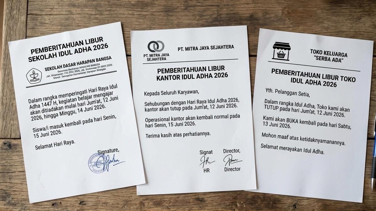 Contoh Surat Pemberitahuan Libur Idul Adha