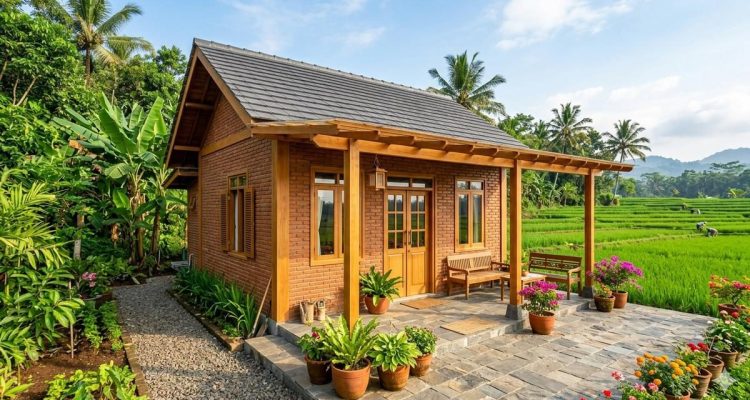 Desain Rumah Bata Merah Sederhana Nuansa Hangat ala Desa yang Menyenangkan