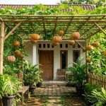Inspirasi Kebun Labu Kuning Rambat di Kanopi Bambu untuk Peneduh Halaman