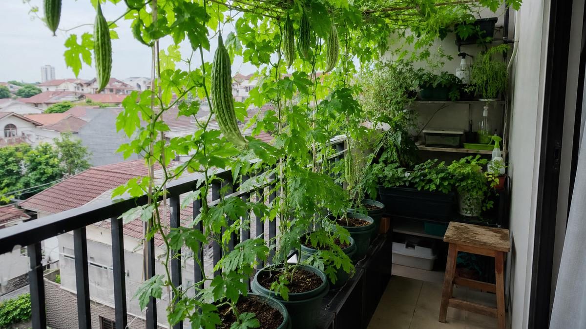 Inspirasi Kebun Pare Mini Produktif di Balkon Rumah