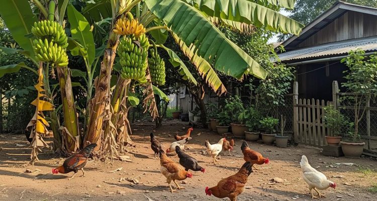 Memanfaatkan Halaman dengan Ayam Kampung dan Pohon Pisang