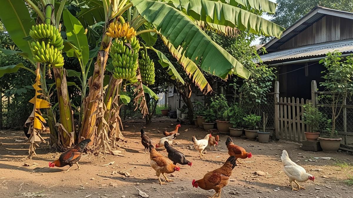 Memanfaatkan Halaman dengan Ayam Kampung dan Pohon Pisang