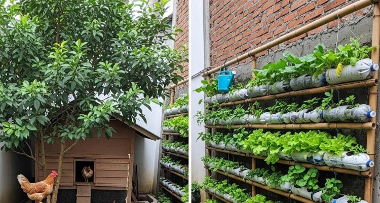 Menata Ayam Kampung dan Kebun Vertikal di Lahan Sempit