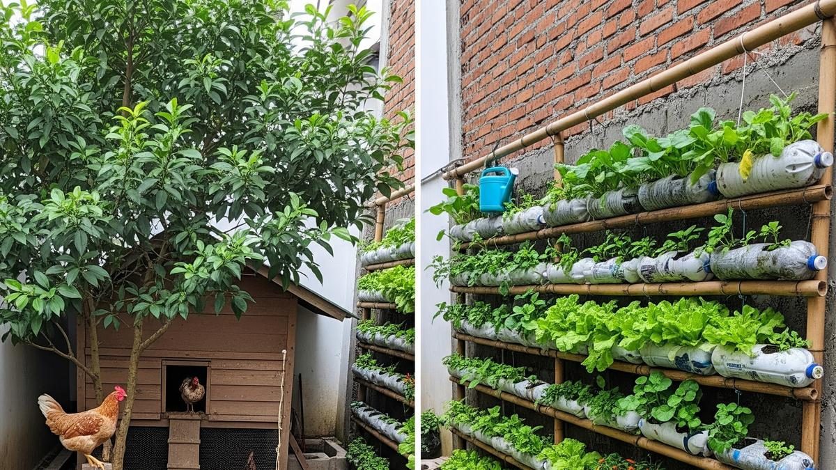 Menata Ayam Kampung dan Kebun Vertikal di Lahan Sempit