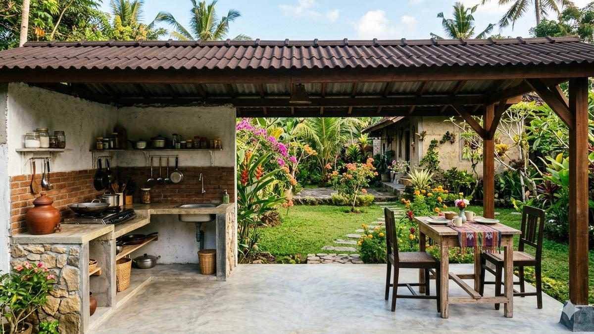 Model Dapur Outdoor Estetik dan Fungsional untuk Rumah Kecil di Desa