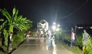 TMMD 128 Selesai Cor Jalan Poros Slempit, Ekonomi Desa Semakin Terbuka