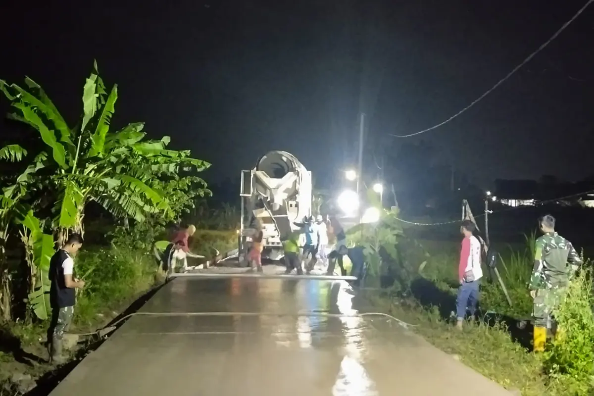 TMMD 128 Selesai Cor Jalan Poros Slempit, Ekonomi Desa Semakin Terbuka
