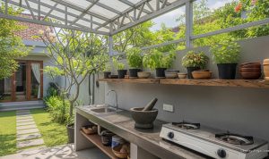 10 Inspirasi Dapur Belakang Rumah yang Nyaman dan Teduh dengan Rangka Baja