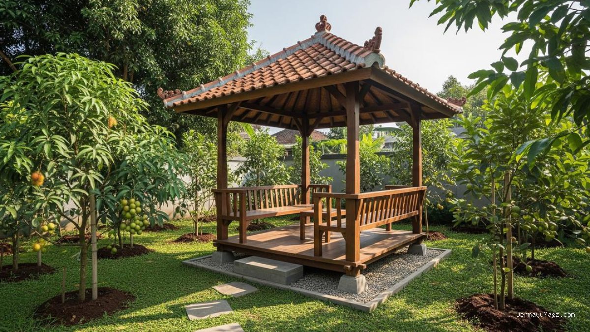 6 Desain Gazebo Sederhana untuk Kebun Buah Lahan Terbatas yang Nyaman dan Fungsional