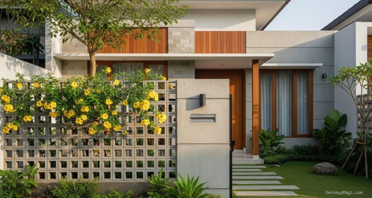6 Inspirasi Pagar Beton Ekspos yang Dikombinasikan dengan Tanaman Rambat untuk Tampilan Rumah yang Lebih Modern dan Alami