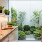 Dapur Kecil dengan Tanaman Hijau dan Sekat Minimalis