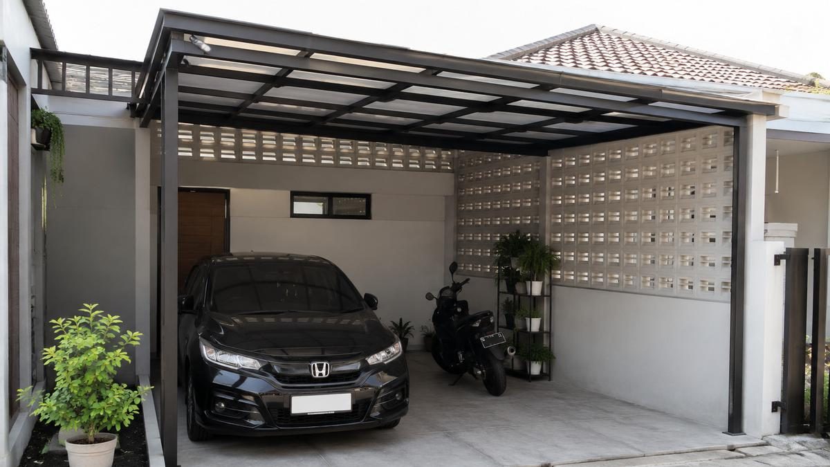 Desain Garasi Rumah dengan Roster untuk Sirkulasi Udara yang Baik