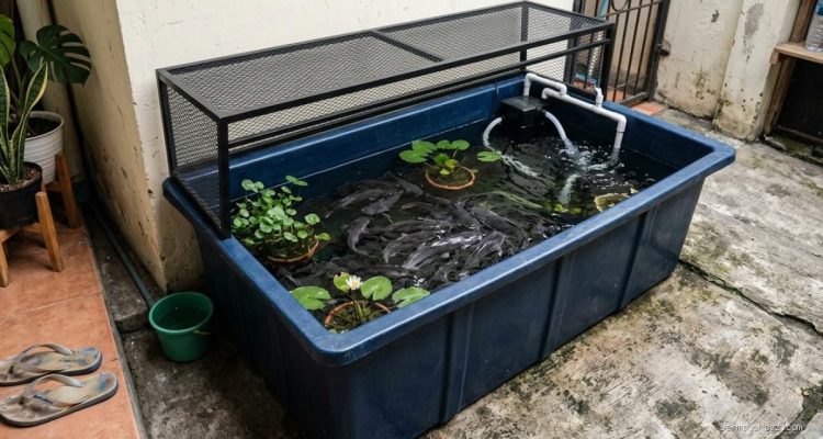 Desain Kolam Ikan Fiberglass Portabel untuk Rumah Kontrak di Lahan Sempit