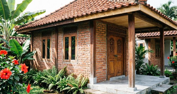 Desain Rumah Kampung Kombinasi Material Alami untuk Pedesaan