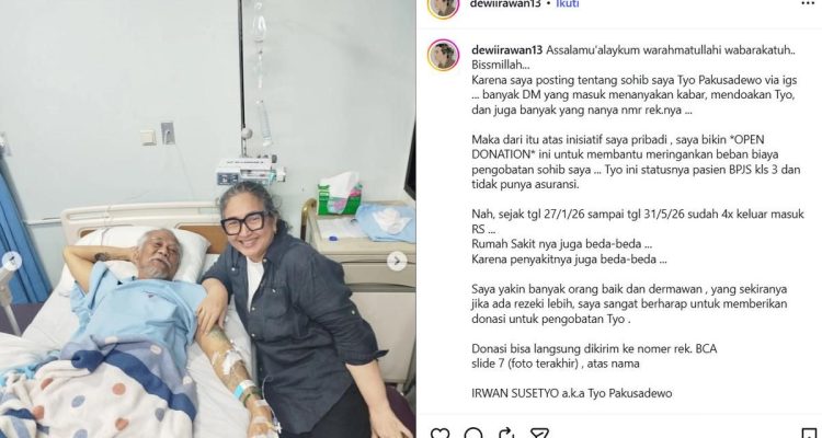 Dewi Irawan Kumpulkan Dana untuk Perawatan Tio Pakusadewo Pakai BPJS Kelas 3