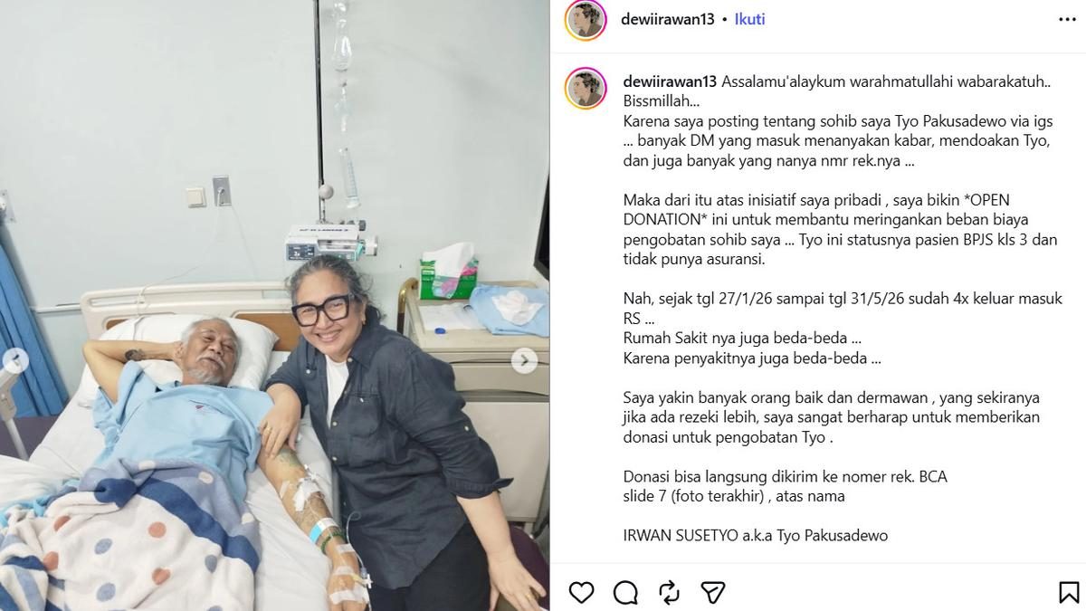 Dewi Irawan Kumpulkan Dana untuk Perawatan Tio Pakusadewo Pakai BPJS Kelas 3