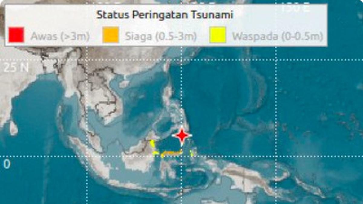 Gempa 7,7 SR Guncang Sangihe, Peringatan Tsunami untuk 6 Provinsi