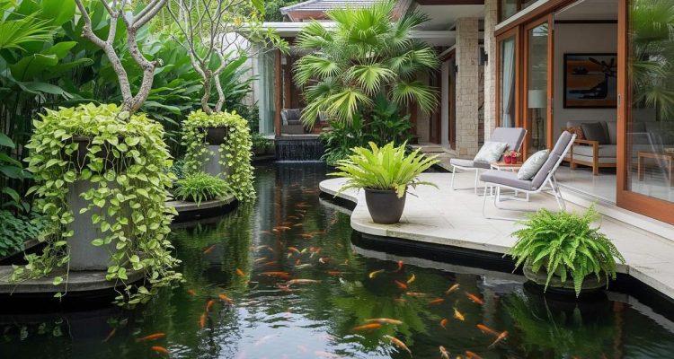Ide Menawan Menggabungkan Kolam dan Area Duduk Santai Keluarga