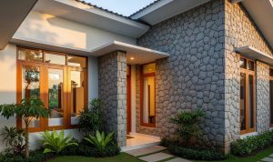 Inspirasi Dinding Batu Tempel untuk Rumah Kampung Modern yang Hangat
