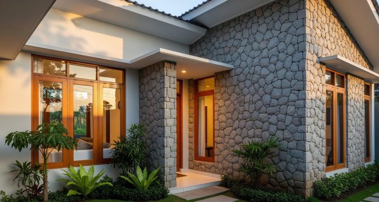 Inspirasi Dinding Batu Tempel untuk Rumah Kampung Modern yang Hangat