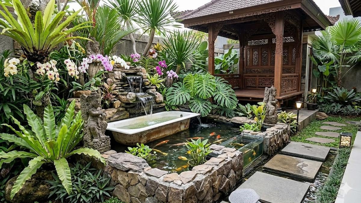 Inspirasi Kolam Ikan Estetik dari Bak Bekas Tampil Mewah