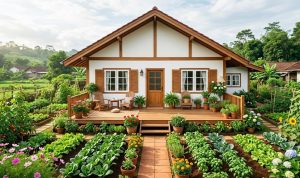 Inspirasi Rumah Pedesaan dengan Kebun Sayur di Sekitar Halaman: Harmoni Alam dan Fungsional