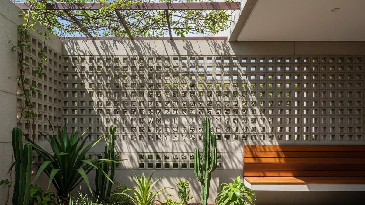 Inspirasi Taman Kering dengan Dinding Roster yang Menawan untuk Rumah Minimalis