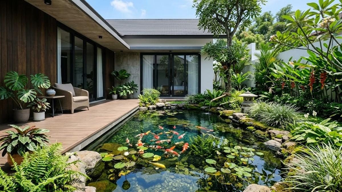Membuat Kolam Ikan Hias Jernih Tanpa Filter Mahal di Rumah Minimalis