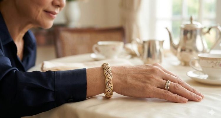 Model Gelang Emas Tiga Warna Gaya Twist untuk Wanita Dewasa