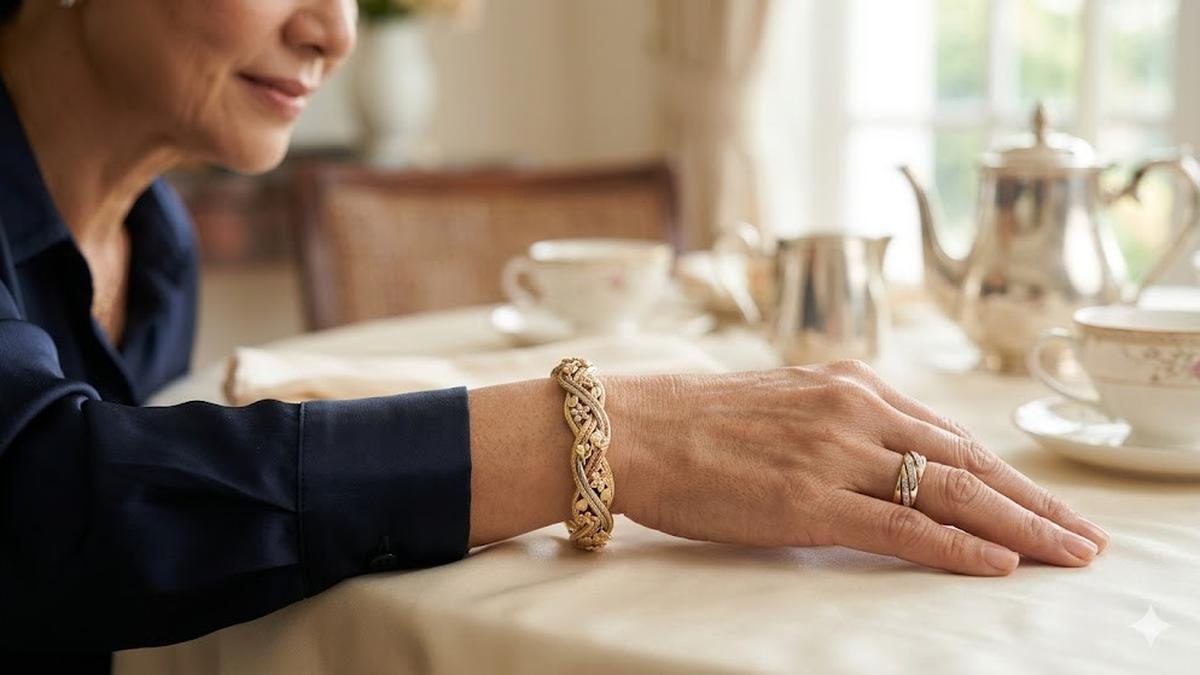 Model Gelang Emas Tiga Warna Gaya Twist untuk Wanita Dewasa